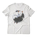 Yin and Yang Cats Monochrome Aesthetic Graphic T-Shirt Lightweight Cotton Tee