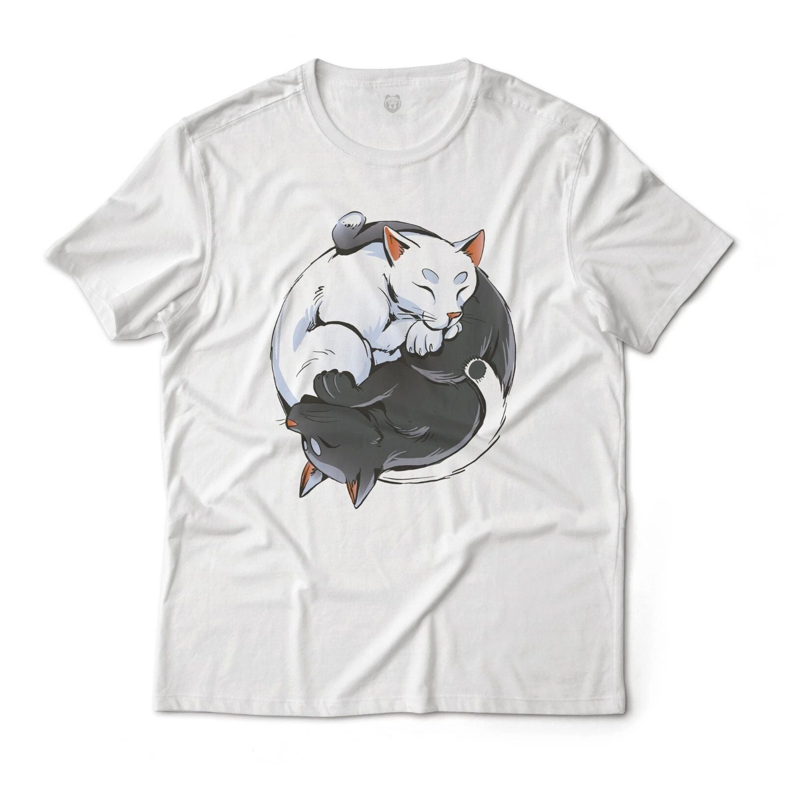 Yin and Yang Cats Monochrome Aesthetic Graphic T-Shirt Lightweight Cotton Tee