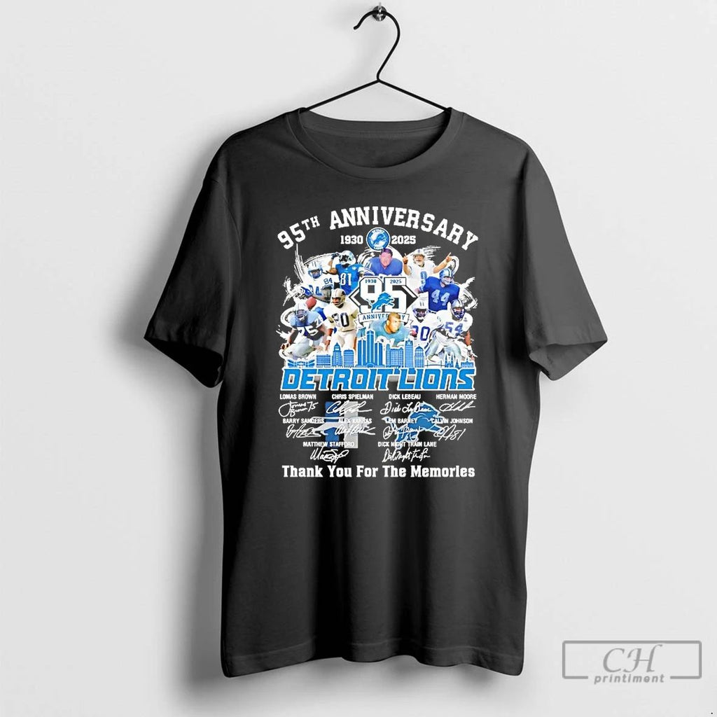 Classic Detroit Lions 95th Anniversary 1930 2025 Thank You For The Memories T Shirts