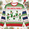 Custom Photo Funny Christmas Elf Family Face Cut - Personalized Unisex Ugly Sweater