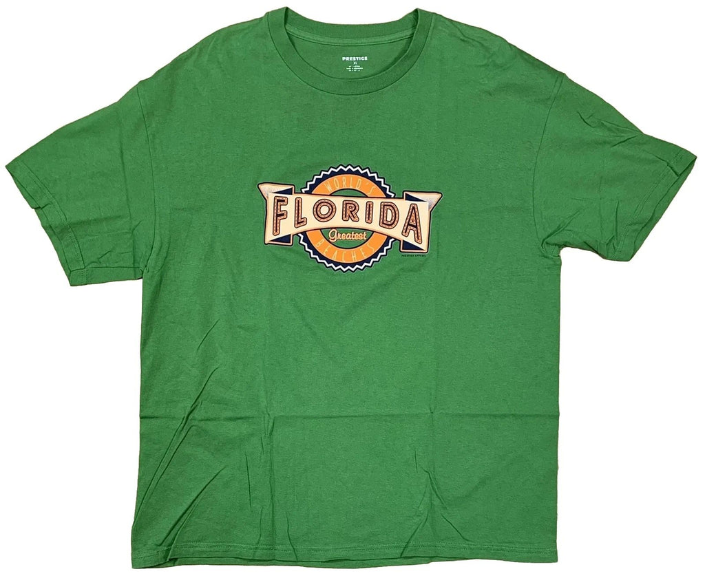 Florida World’s Greatest Beaches T-shirt Size XL Green Prestige Apparel Cotton