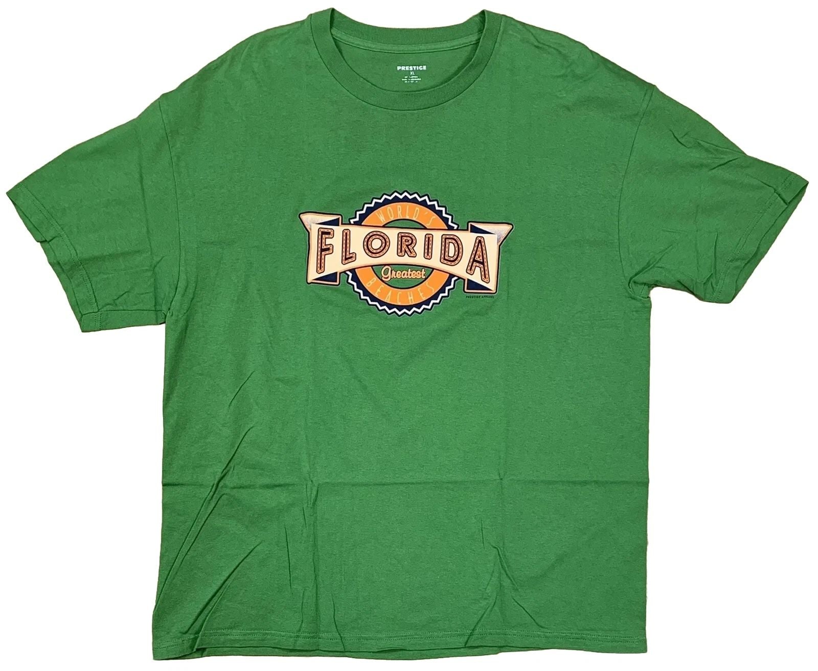 Florida World’s Greatest Beaches T-shirt Size XL Green Prestige Apparel Cotton