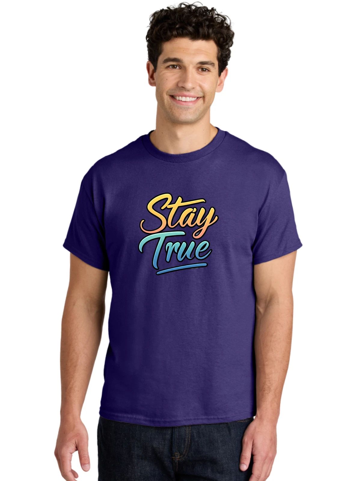 Stay-True-5 Mens Graphic Tee, 100% Cotton, Casual Summer Wear