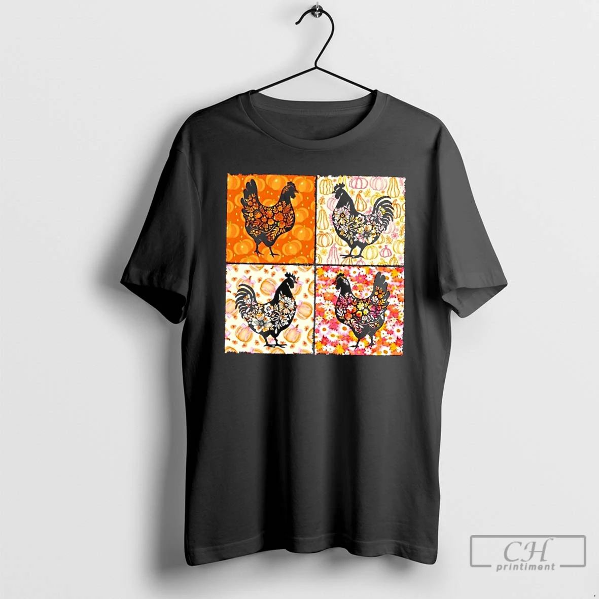 Classic Floral Fall Chicken Cute Thankgiving T Shirts