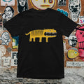 Yellow Tiger Cartoon Graphic T-Shirt Black Funny Teeth Design Street Art Style