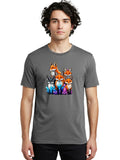 Five-Foxes-And-Crystals Mens Graphic Tee, 100% Cotton, Casual Summer Wear