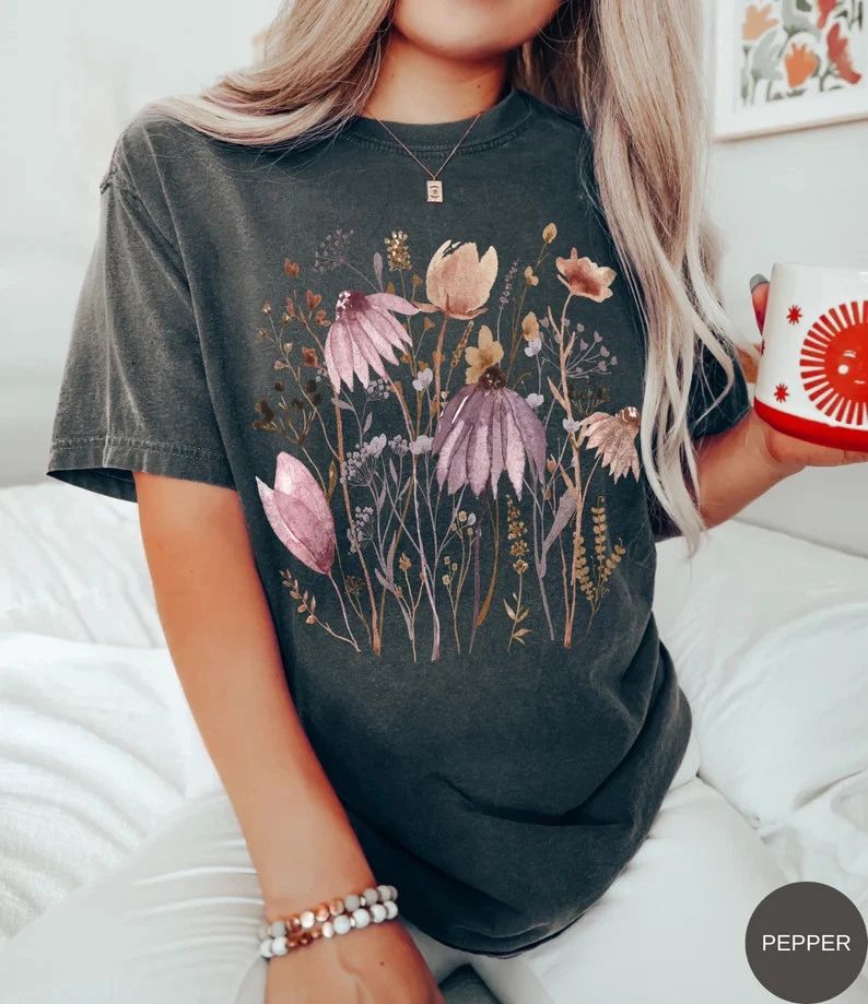 Watercolor Pressed Comfort Tee Shirt Aesthetic Design Soft Casual Gift Top