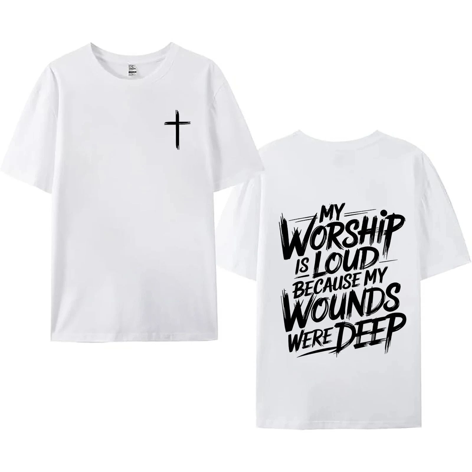 My Worship Is Loud Christian Graphic T-Shirt 2-Sided Washed Vintage Tee