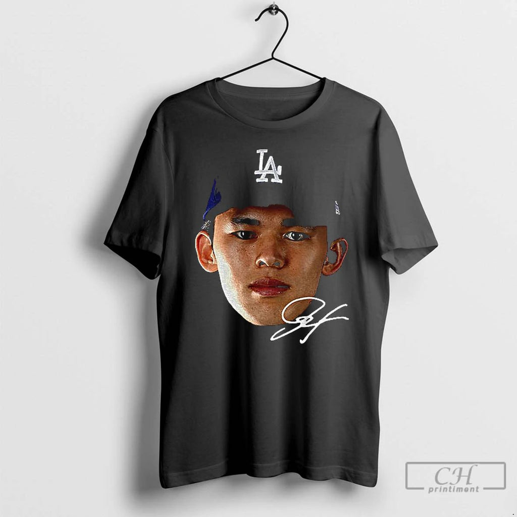 Classic Los Angeles Dodgers 2025 Roki Sasaki Big Face Signature T Shirts