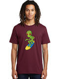 Alien-Surfer-2 Mens Graphic Tee, 100% Cotton, Casual Summer Wear
