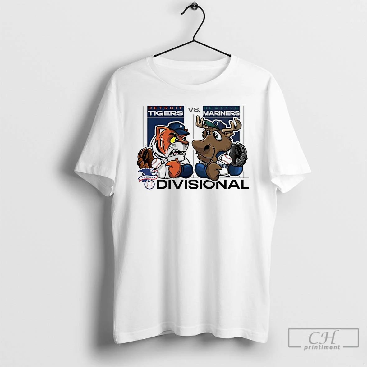 Classic Detroit Tigers Vs Seattle Mariners 2025 Al Divisional Series Mascot T Shirts Hoodie Longsleeve