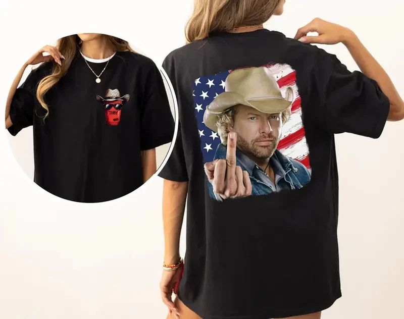 Toby Keith Finger 2 Sides T-Shirt Country Music Tribute In Memory Tee
