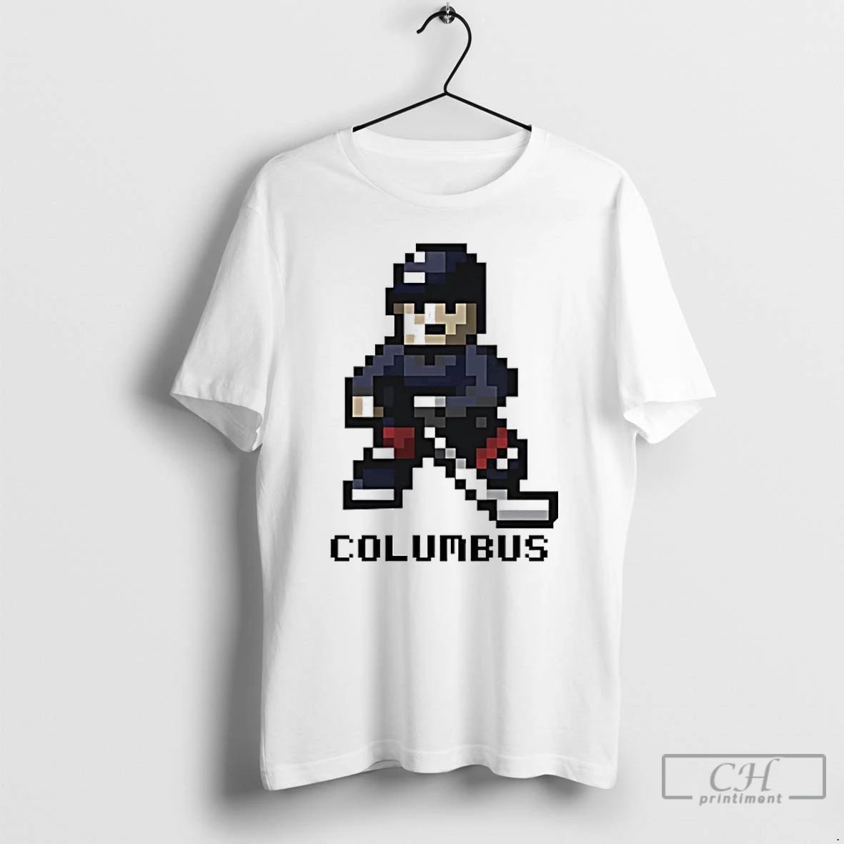Classic Columbus Blue Jackets Hockey 8 Bit Retro Baller T Shirts