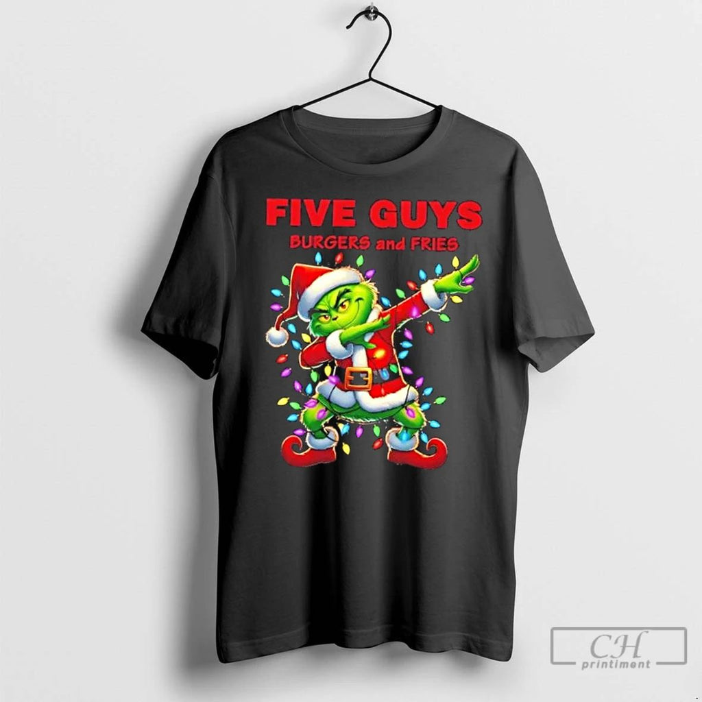 Classic Five Guys Burgers And Fries X Grinch Dabbing Merry Christmas