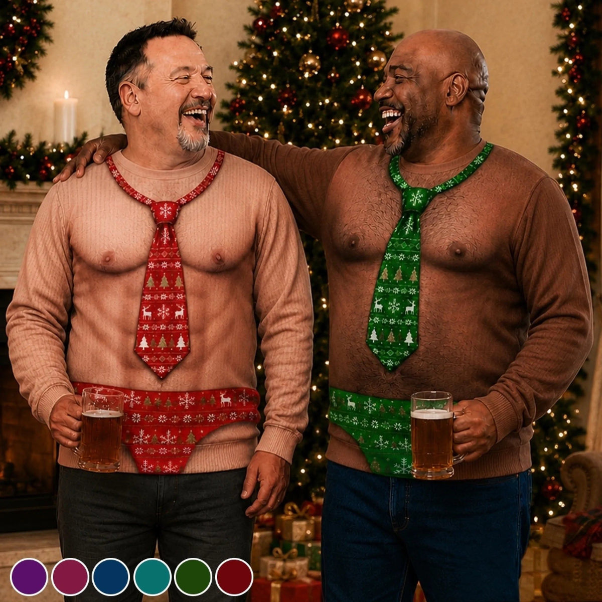 Custom Funny Ugly Sweatshirt - Personalized Christmas Birthday Gifts For Men - Dressed Up In Festive Tie