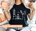 Skeletons Yoga Halloween Comfort Tee Shirt Spooky Skeleton