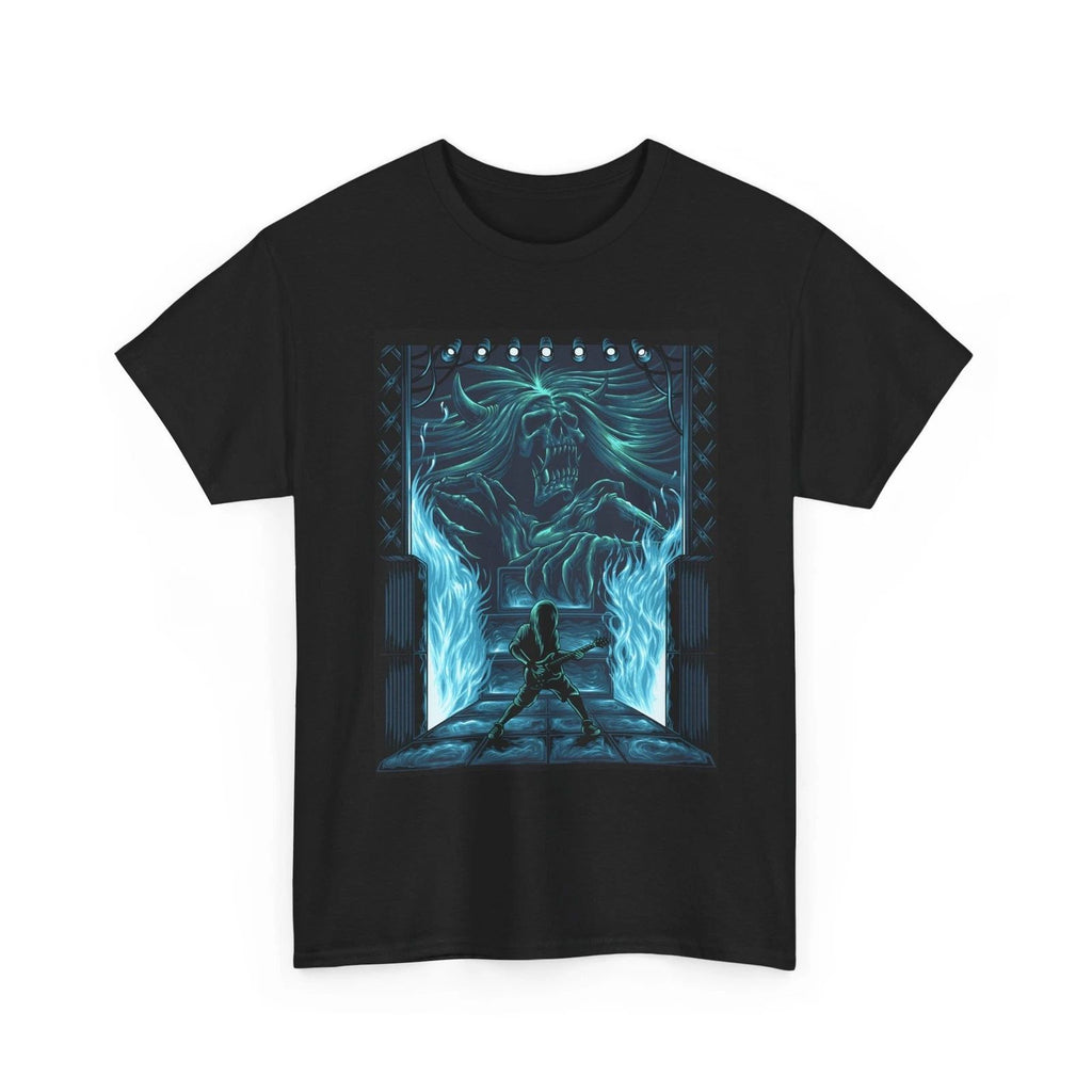 Skeleton Fire Demon T-Shirt | Fantasy Battle, Neon Blue, Cool T-Shirt, Fun Gift