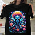 Sci-Fi Octopus Tentacles T-Shirt Futuristic Graphic Tee Gift Idea Ocean Space