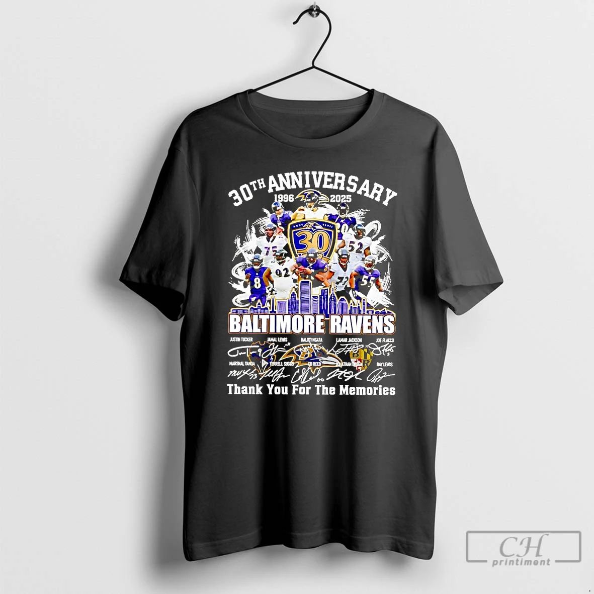 Premium 30th Anniversary 1996 2025 Baltimore Ravens Team Players T Shirts