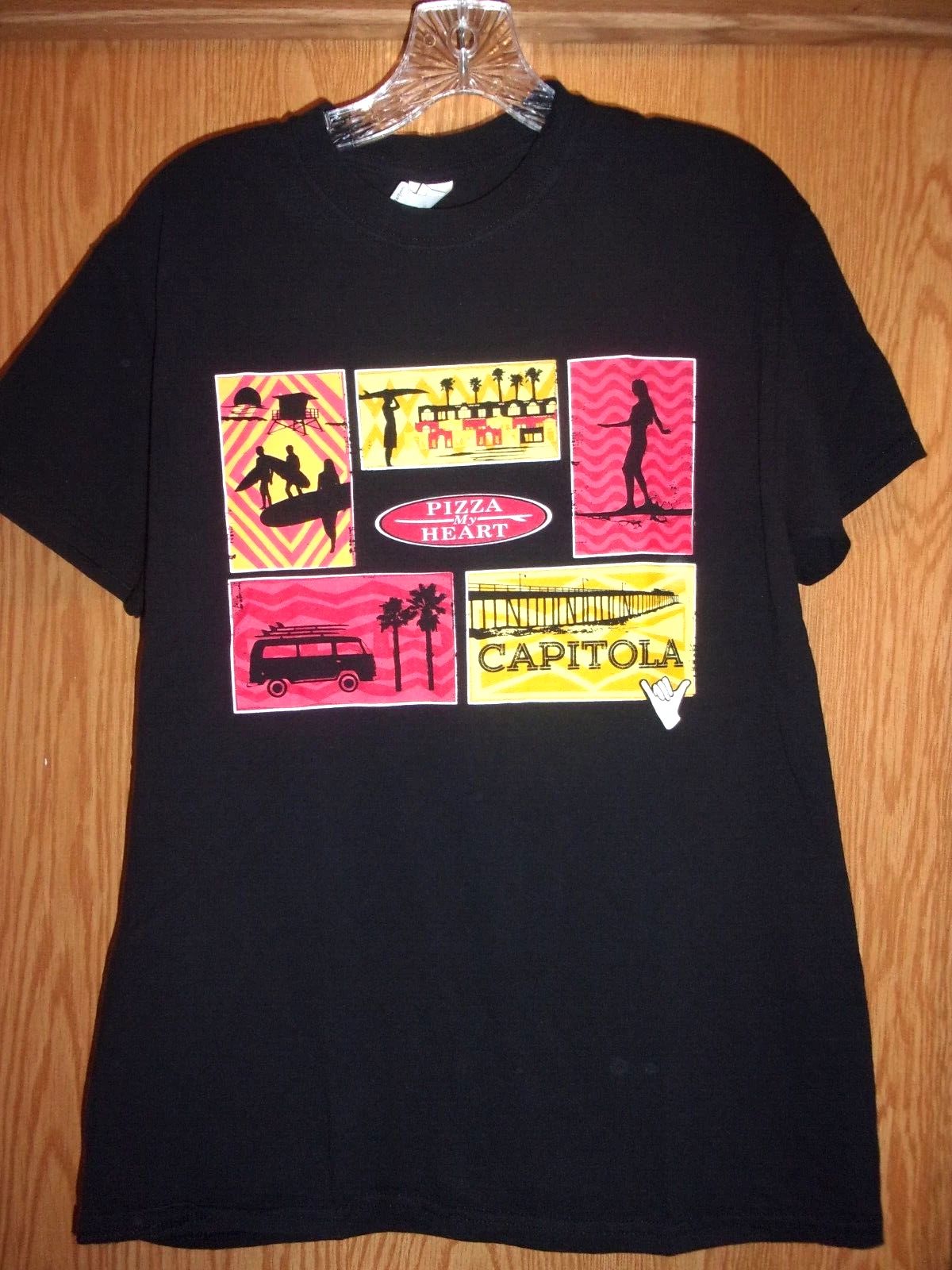 SURFING n PIZZA black M t shirt