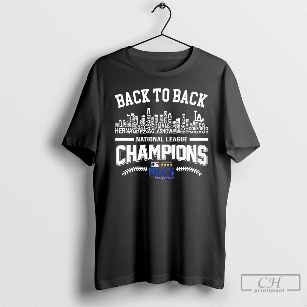Classic Los Angeles Dodgers Back To Back National League Champions Skyline City T Shirts