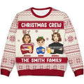 Christmas Crew Flat Art Family - Personalized Unisex Ugly Sweater