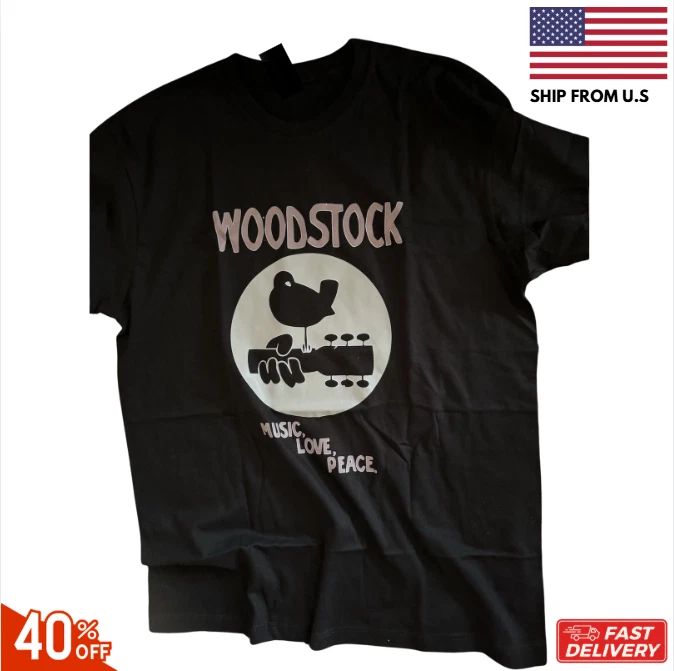 Woodstock T-shirt LARGE 100% Cotton NEW shipping included reprint sale 40% hot !