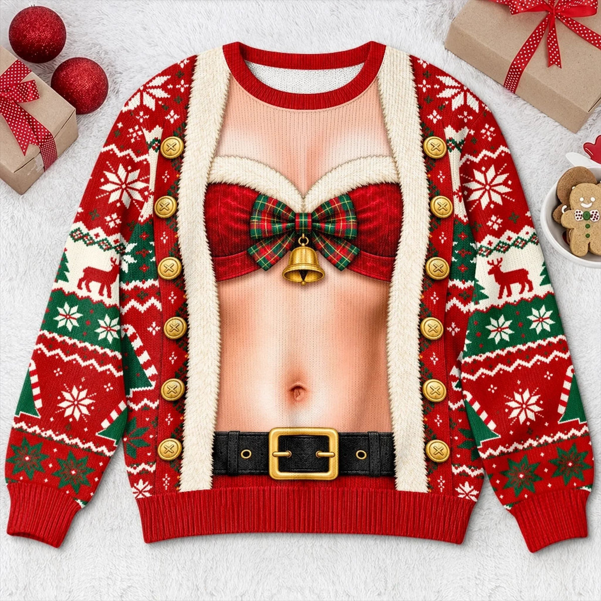 Custom Festive Elf Costume Christmas Gifts - Personalized Ugly Sweatshirt