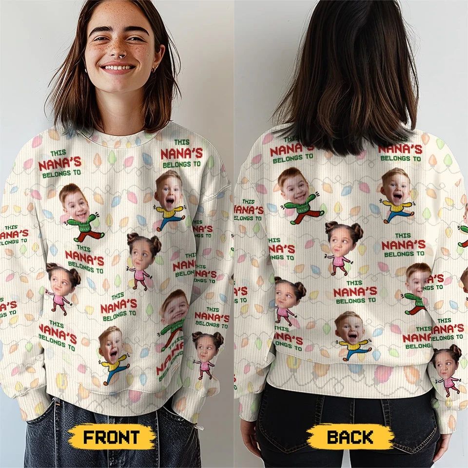 Custom Photo A Funny Sweatshirt Makes Family Gatherings More Fun - Family Personalized Custom Ugly Sweatshirt - Unisex Wool Jumper - Christmas Gift For Grandma