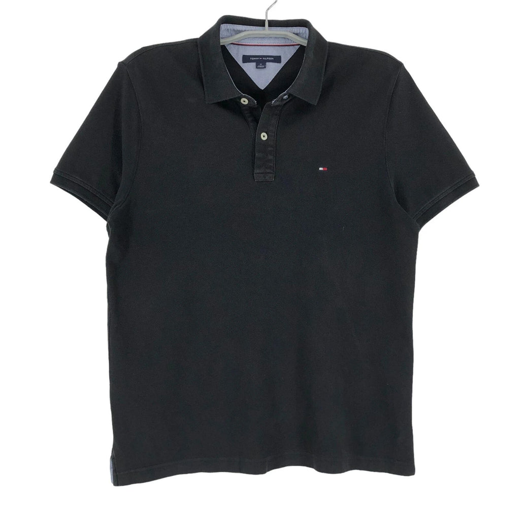 TOMMY HILFIGER Regular Black Polo Neck T-Shirt Men Size M