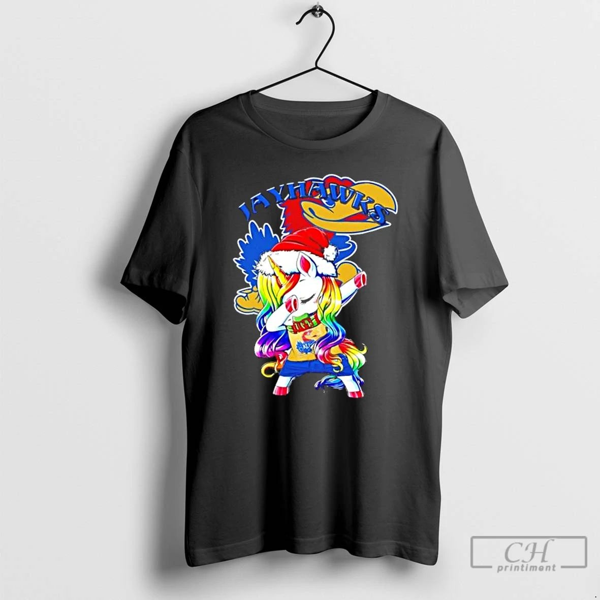 Classic Kansas Jayhawks Football X Unicorn Santa Hat Dabbing Merry Christmas T Shirts