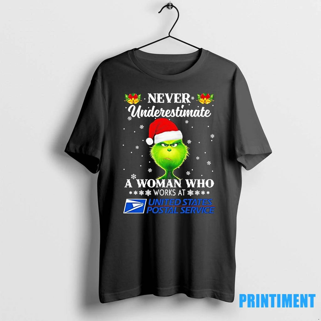 Grinch Never Underestimate A Woman Who Works At Usps Tshirts Sweater