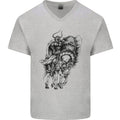 Odin the Viking on Horseback Valhalla Gods Mens V-Neck Cotton T-Shirt