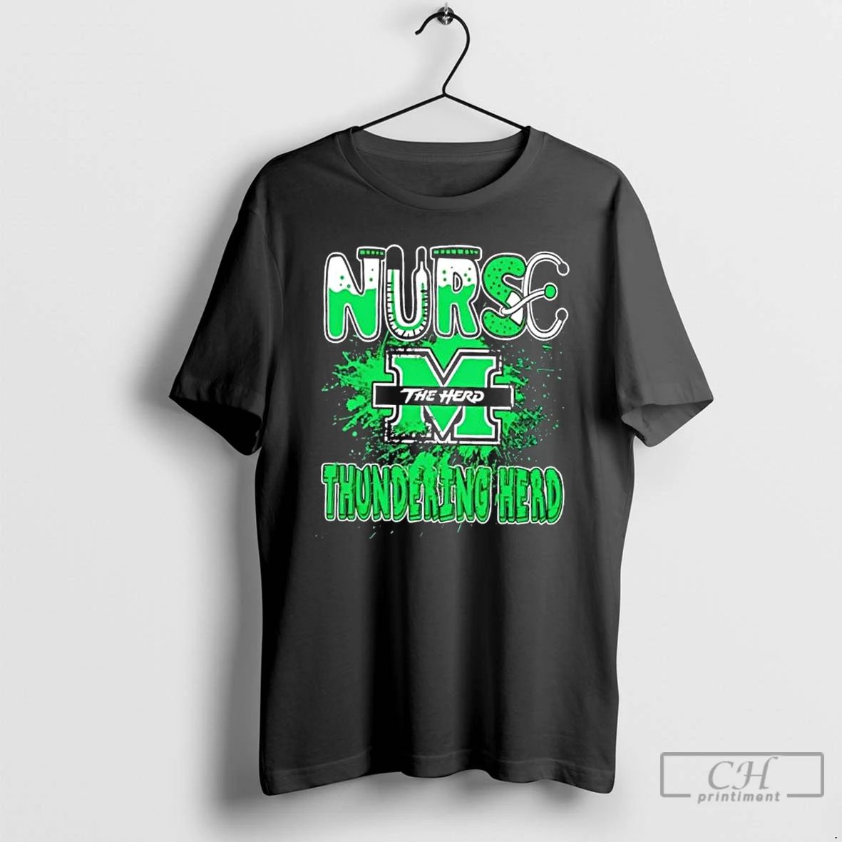 Classic Nurse X Marshall Thundering Herd Football T Shirts