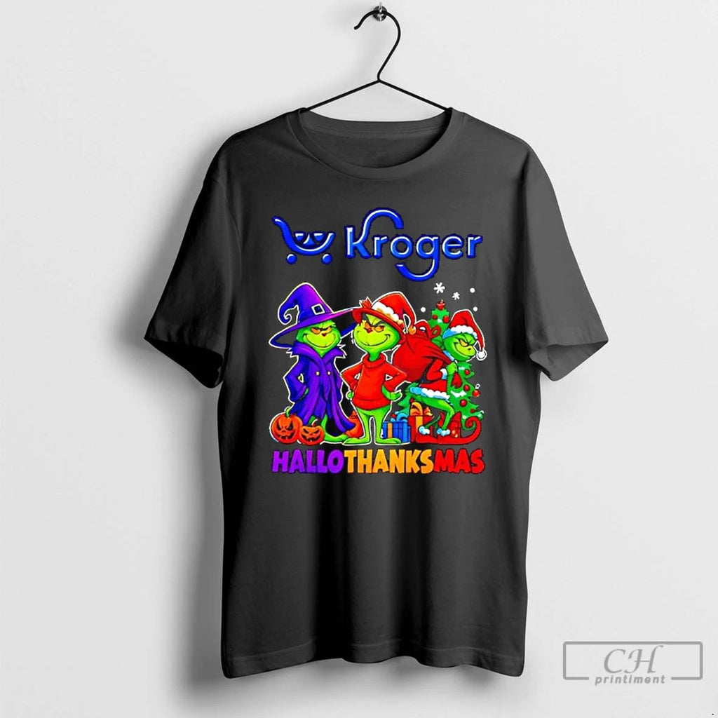 Premium Kroger X Grinch 2025 Halloween Thanksgiving Christmas T Shirts