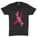 Butterflies Pink Ribbon V-Neck T-shirt Breast Cancer Awareness Hope Tee