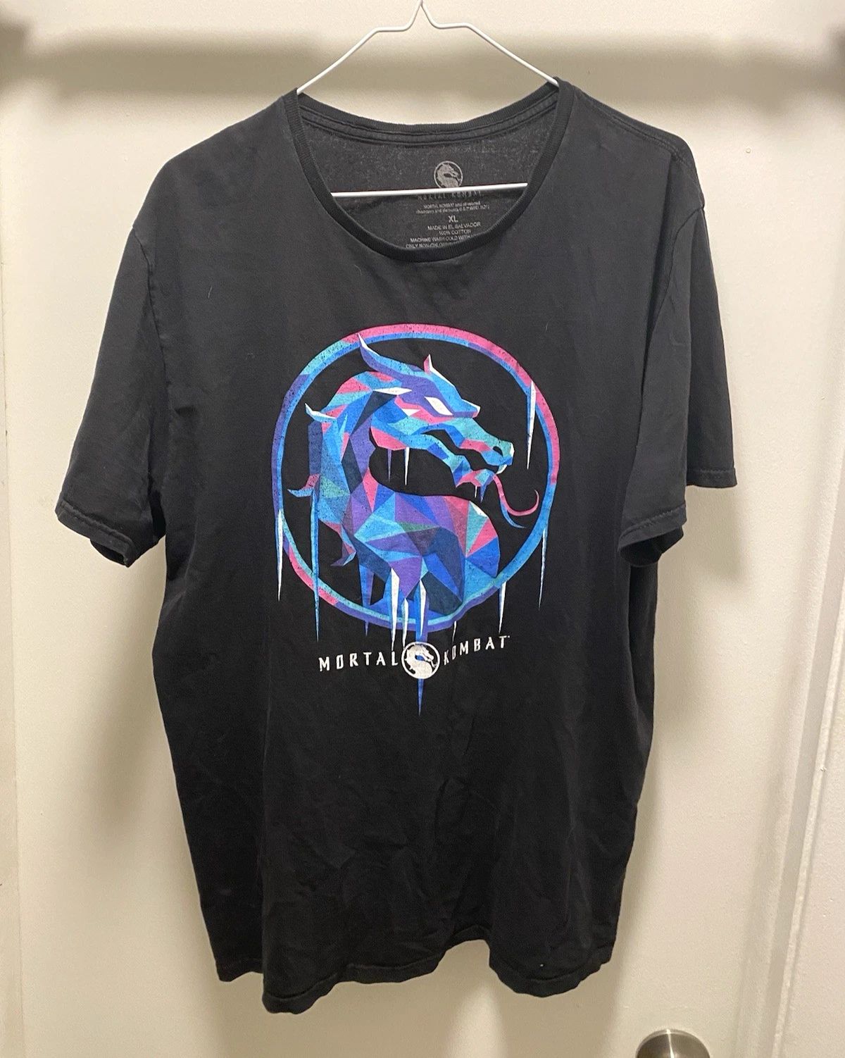 Mortal Kombat Movie T-Shirt Mens Black Sz XL Sub Zero Film Logo Dragon Game