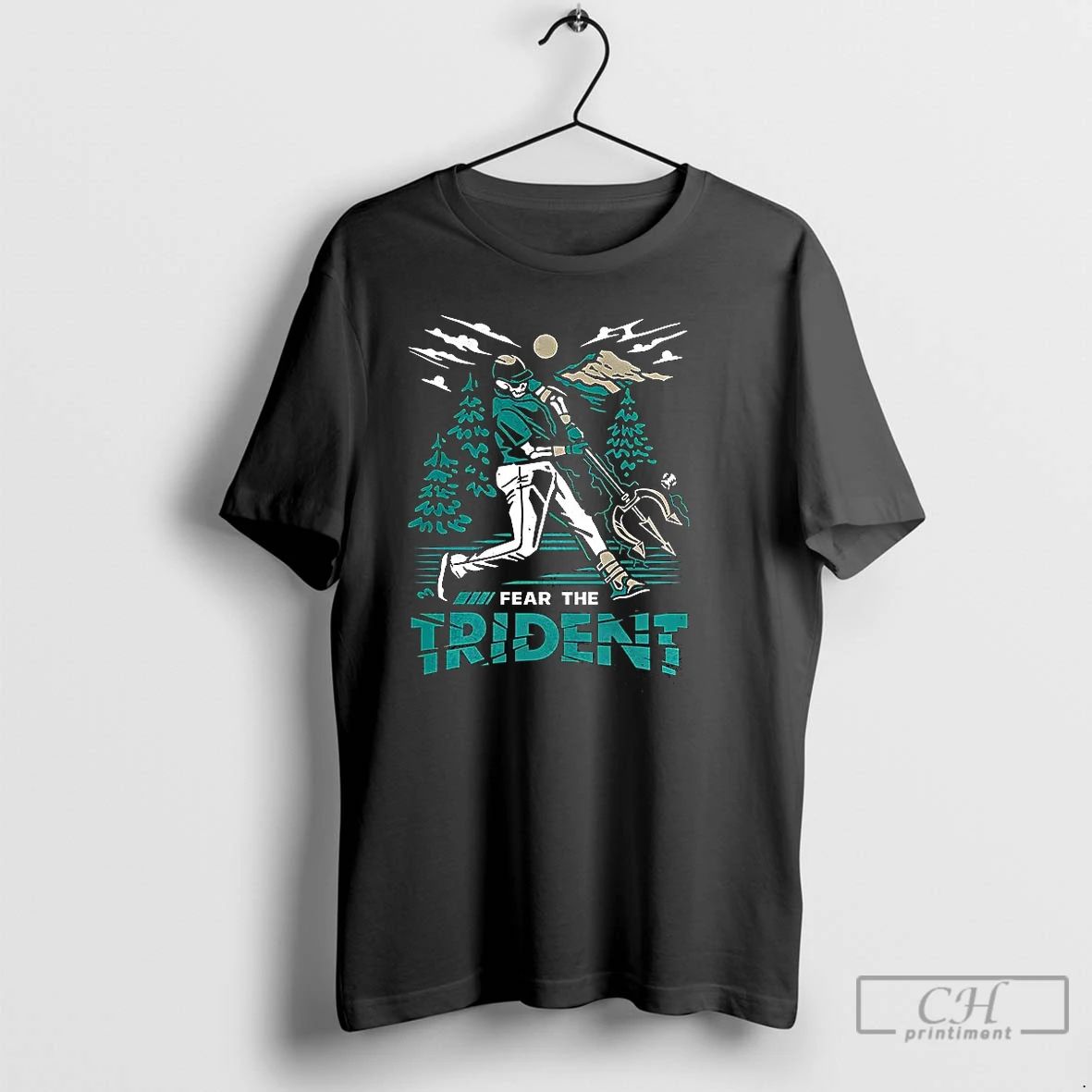 Premium Seattle Mariners Baseball Fear The Trident Skeleton Throwing Ball T Shirts