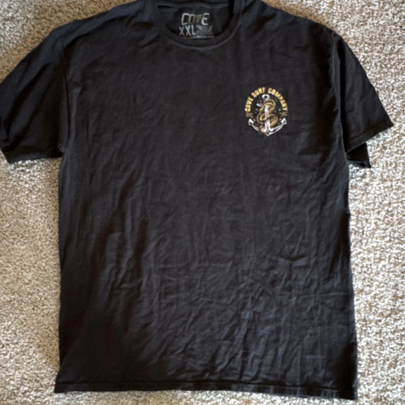 Cove Surf Company Black Anchor Graphic Men's Short Sleeve Crew Neck T-Shirt XXL