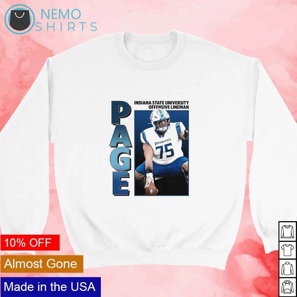 Drew Page Indiana State University Offensive Lineman No 75 Retro shirt