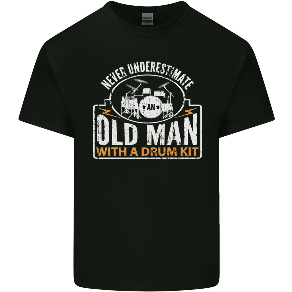 Drumming An Old Man Drummer Drum Funny Mens Cotton T-Shirt Tee Top
