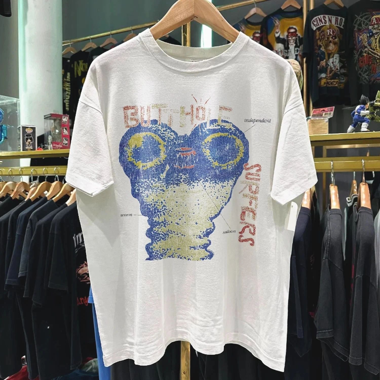 1993 Butthole Surfers Independent Worm Saloon Tour Faded T-Shirt White L