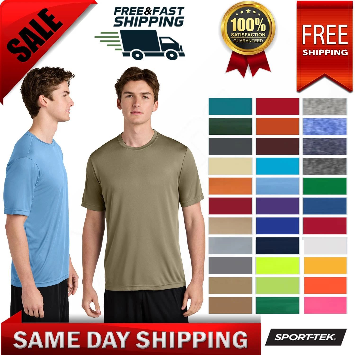 Sport-Tek Mens Short Sleeve Dri-Fit PosiCharge Gym Workout T-Shirt ST350