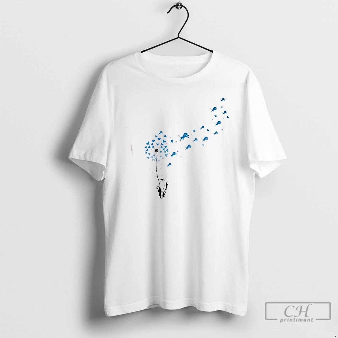 Classic Dandelion Flower Detroit Lions Football Logo T Shirts