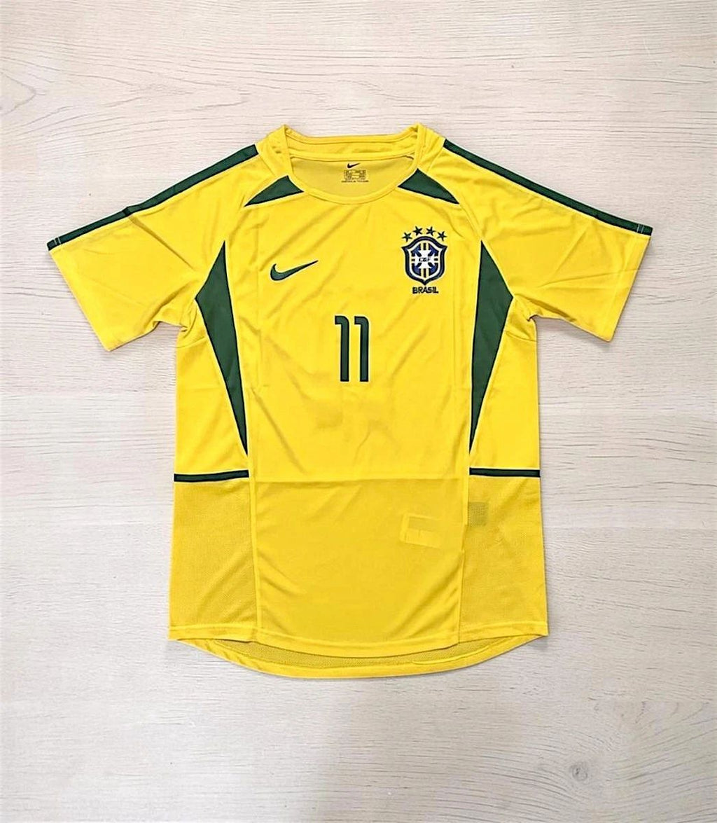 Retro Brazil 2002 World Cup Home Jersey Ronaldinho #11