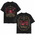 Vintage Gothic Wrestling language Graphic Shirt Black Washed Streetwear Tee