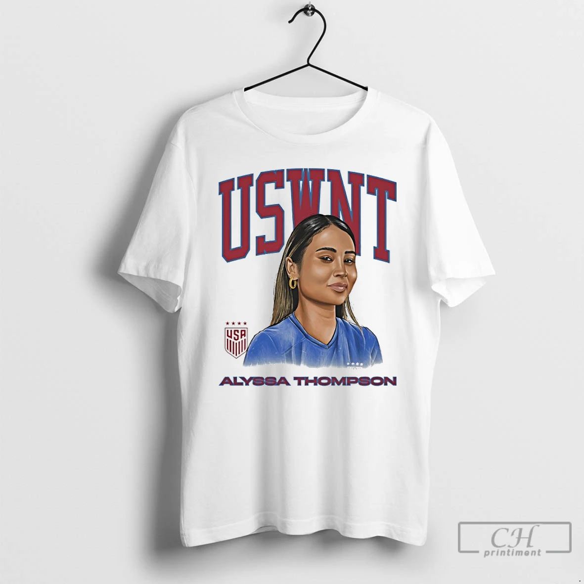 Classic Uswnt Alyssa Thompson Player Portrait Art T Shirts