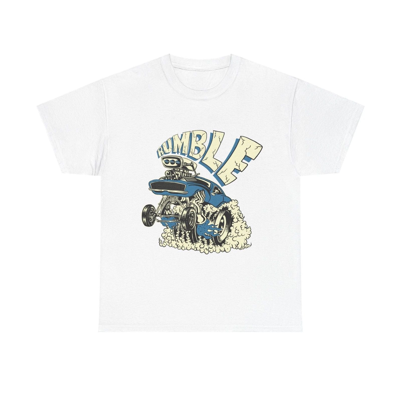 Vintage Rumble Retro Blue Muscle Car Camaro T-Shirt Rat Fink Style