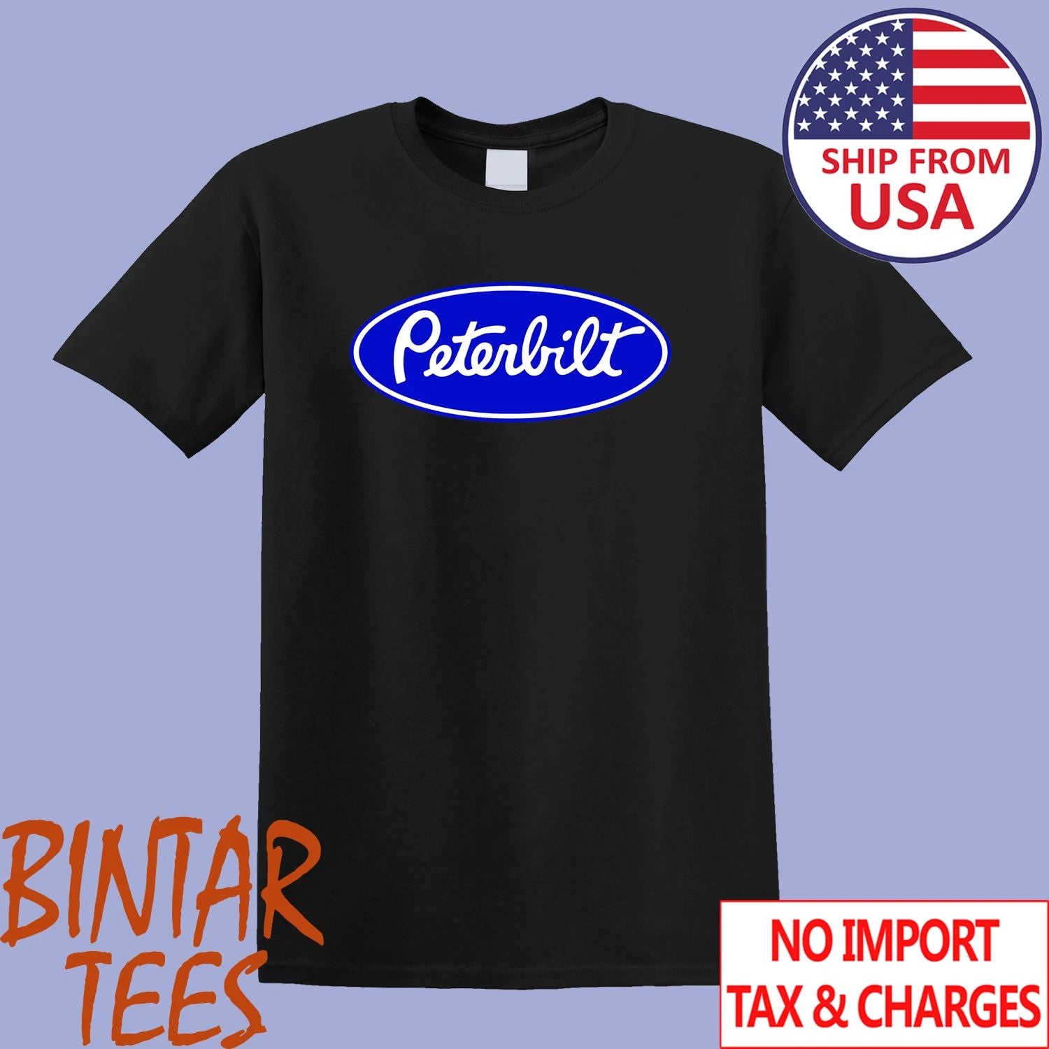 Peterbilt Blue Men's Black Size S to 5XL