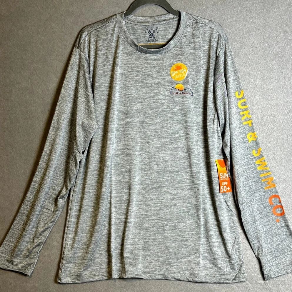 Surf & Swim Swim Tee UPF 50 Gray Beach Pool Vacation NEW XL